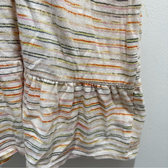 LOFT Womens Stripe Ivory Button Flounce Tier  Dress Medium - Picture 4 of 7